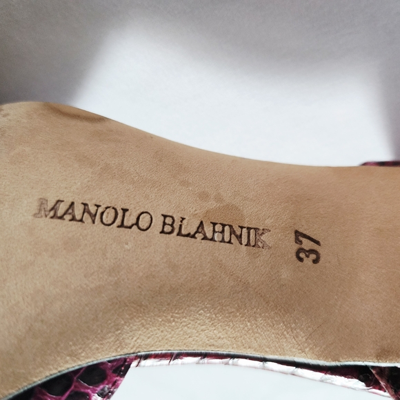 Manolo Blahnik Red Snakeskin Heels - Picture 7 of 15